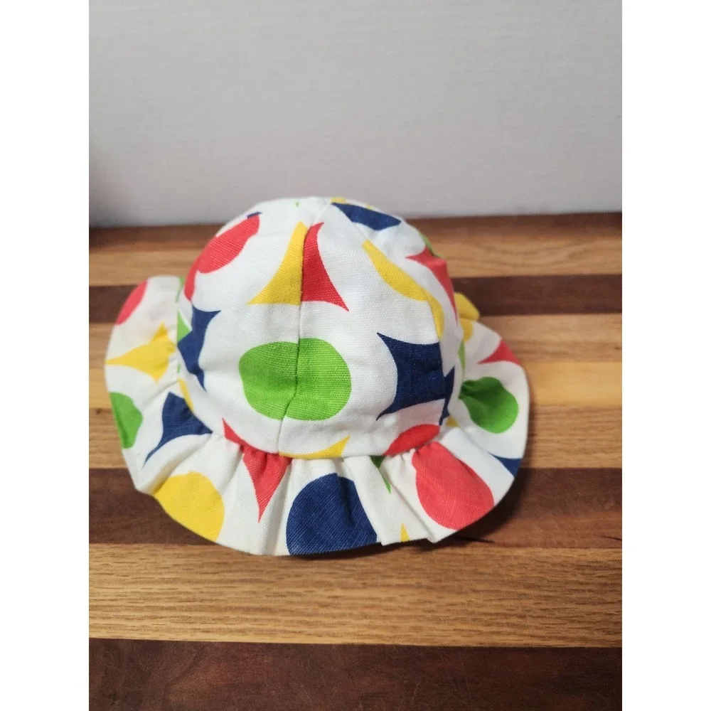 Vintage Baby Colorful Shapes Floppy Baby Sun Hat‎ With Elastic Chin Strap